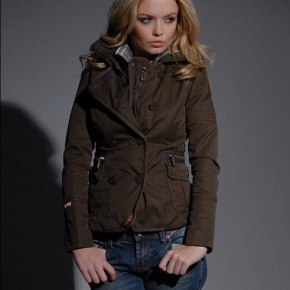 superdry navy label coat
